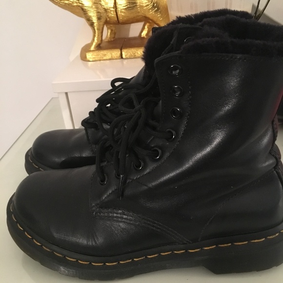 dr martens black fur